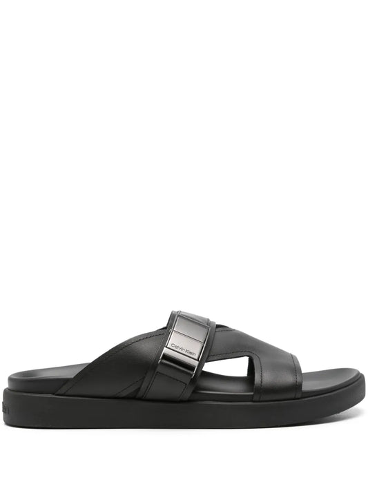 Calvin Klein Iconic logo-buckle slides