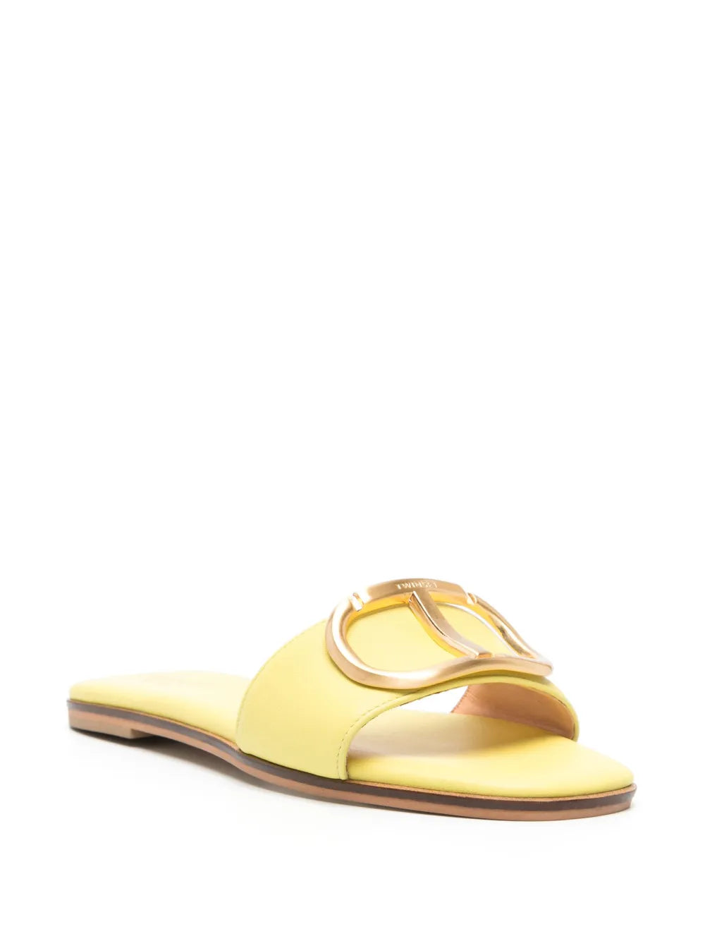 TWINSET logo-plaque leather slides