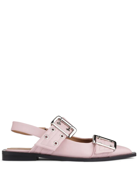GANNI buckled-strap slingback ballerina shoes