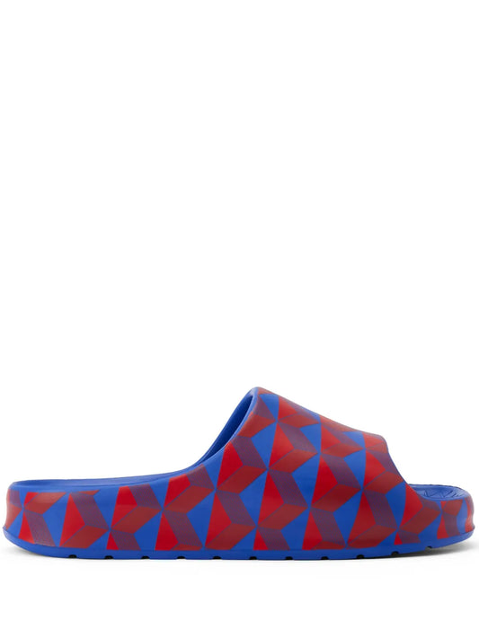 Lacoste geometric-print open-toe slides 