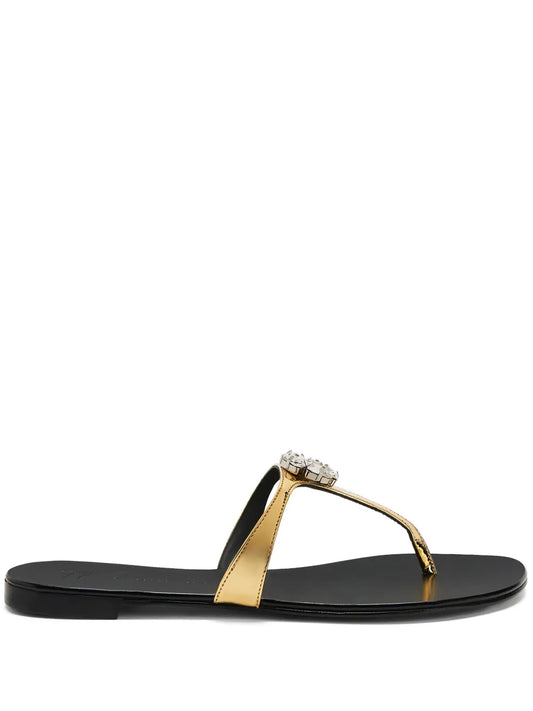 Giuseppe Zanotti Brionne crystal-embellished metallic flat sandals