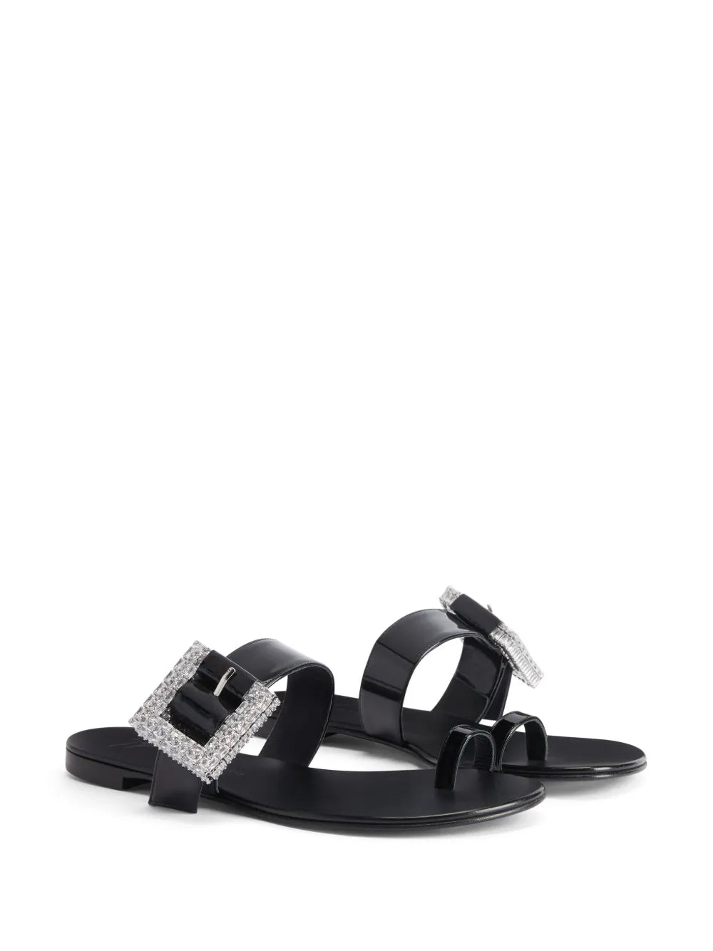 Giuseppe Zanotti Miss Buckle crystal-embellished patent sandals