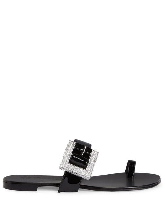 Giuseppe Zanotti Miss Buckle crystal-embellished patent sandals