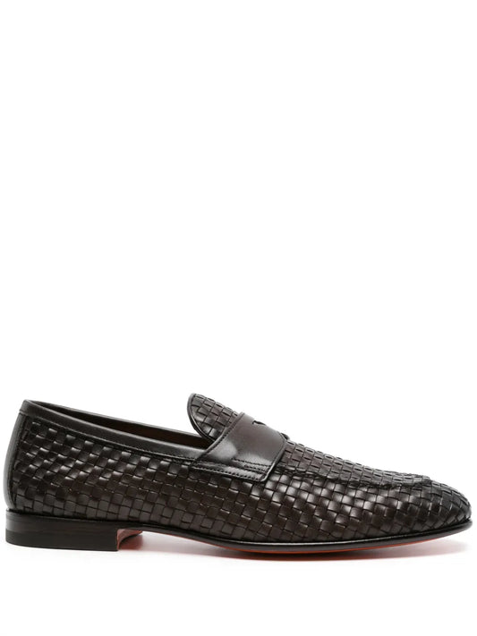 Santoni interwoven-design leather loafers