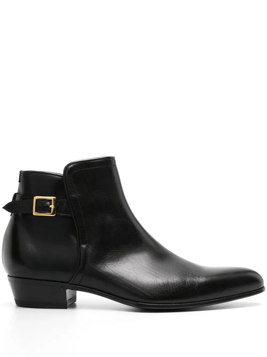 Lidfort pointed-toe buckled leather boots