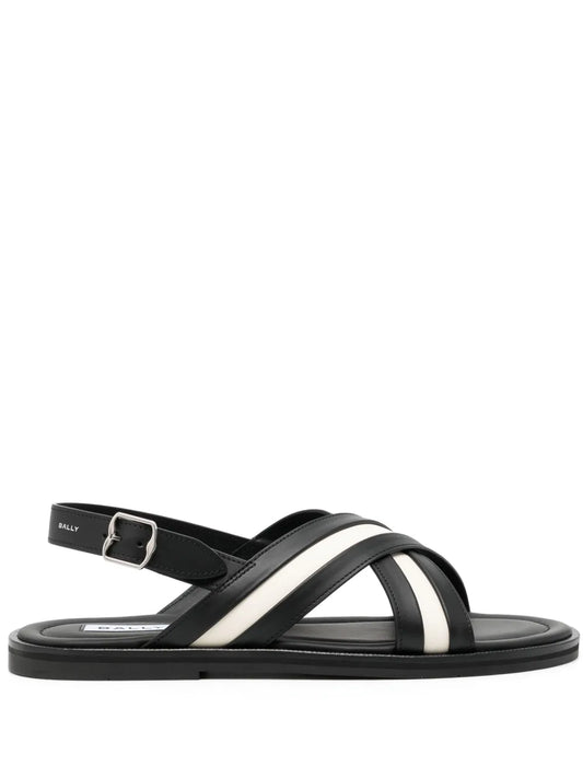 Bally Glide Sandal In Black And White Leather