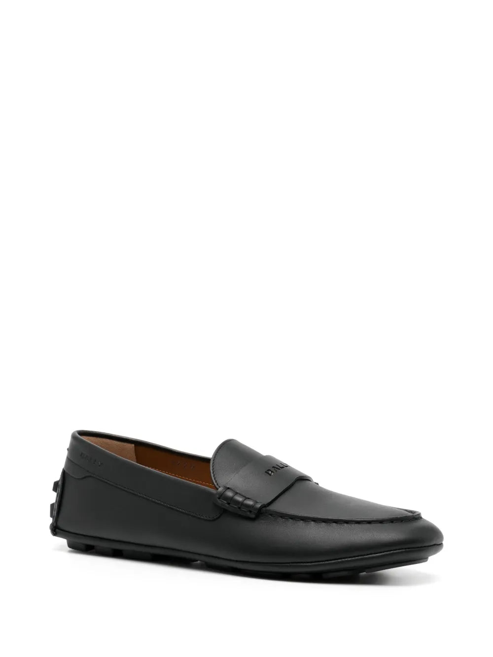 Bally logo-perforation leather driving shoes