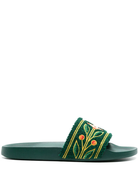 Casablanca embroidered terry-cloth slides
