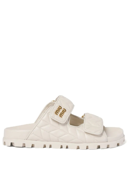 Miu Miu Matelassé nappa leather slides