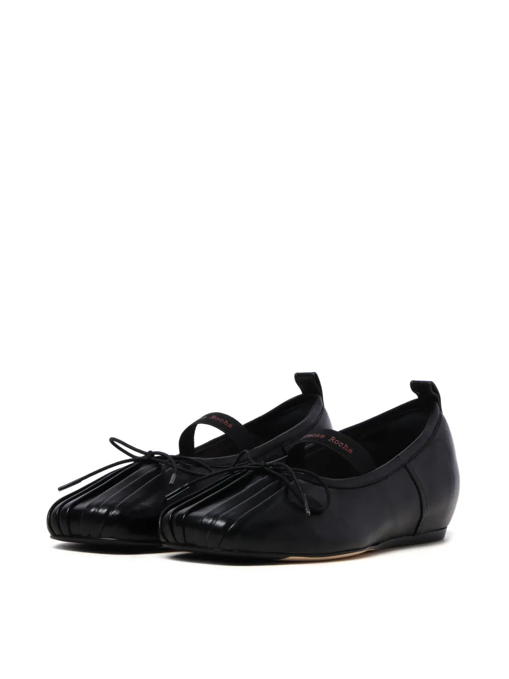 Simone Rocha logo-strap leather ballerina shoes