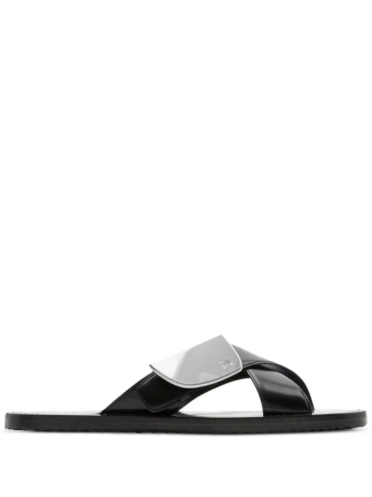 Burberry Strip Shield leather slides