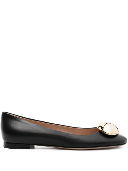 Gianvito Rossi round-toe leather ballerina shoes