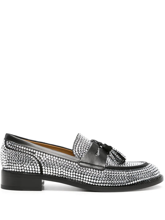 René Caovilla rhinestone-embellished leather loafers