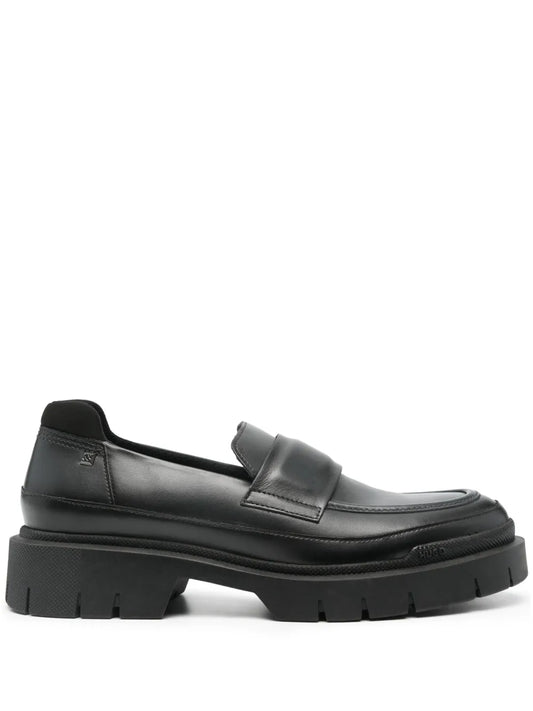 HUGO logo-plaque leather loafers