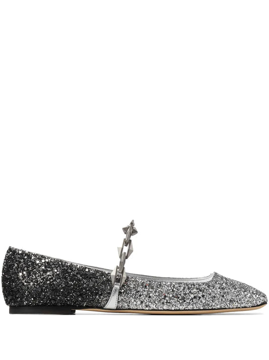 Jimmy Choo Diamond Tilda glitter ballerina shoes