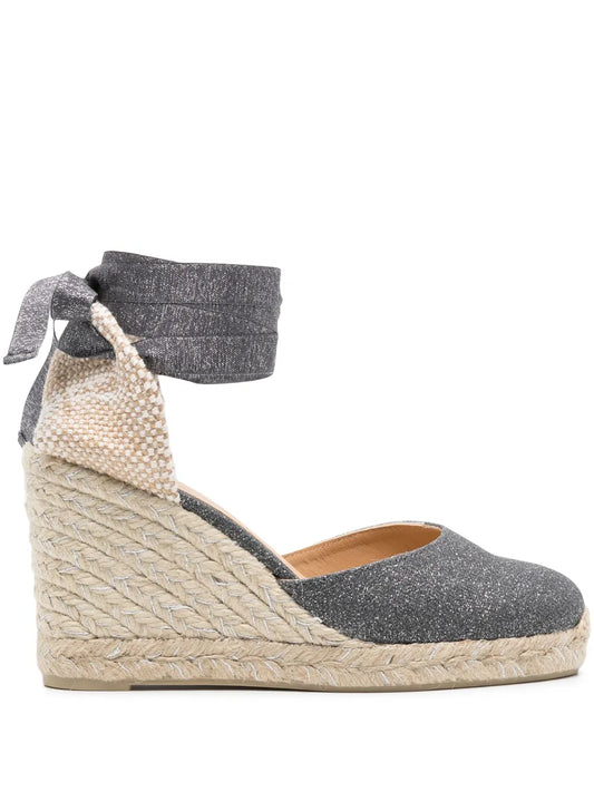 Castañer Carina 90mm glitter wedge espadrilles