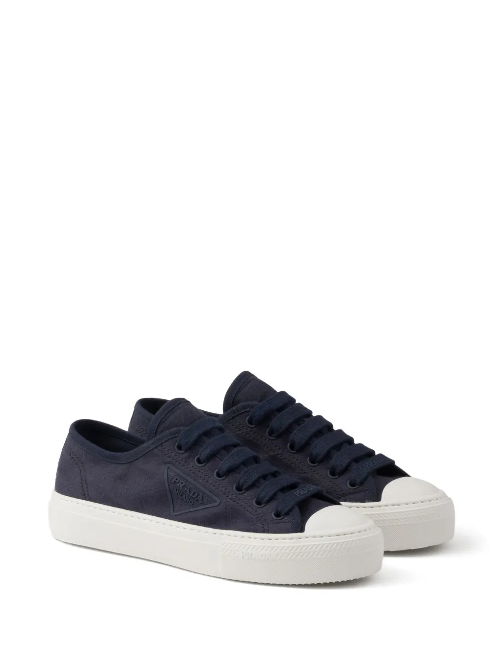Prada triangle-logo canvas sneakers