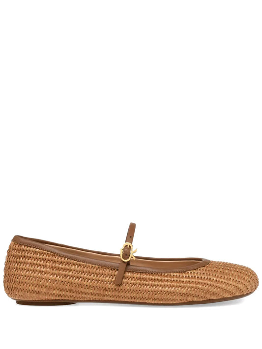 Gianvito Rossi Carla raffia ballet pumps