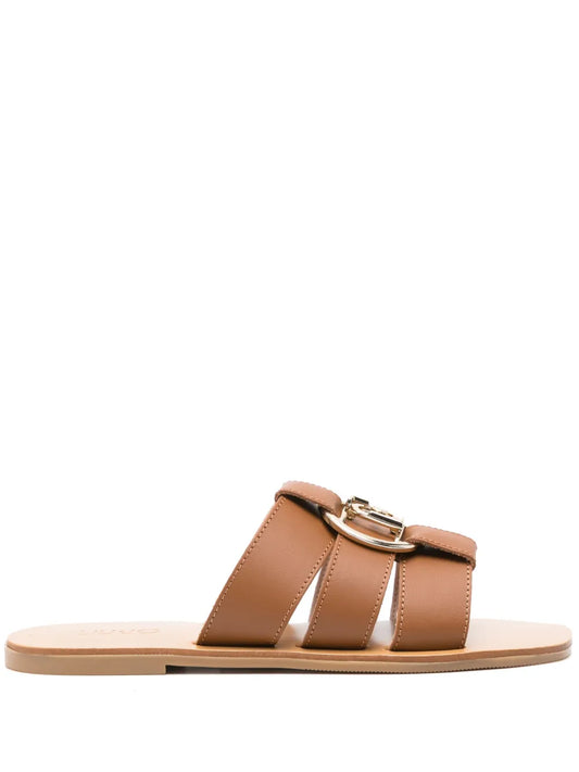 LIU JO logo-plaque leather slides