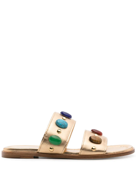 Gianvito Rossi beaded flat leather slides