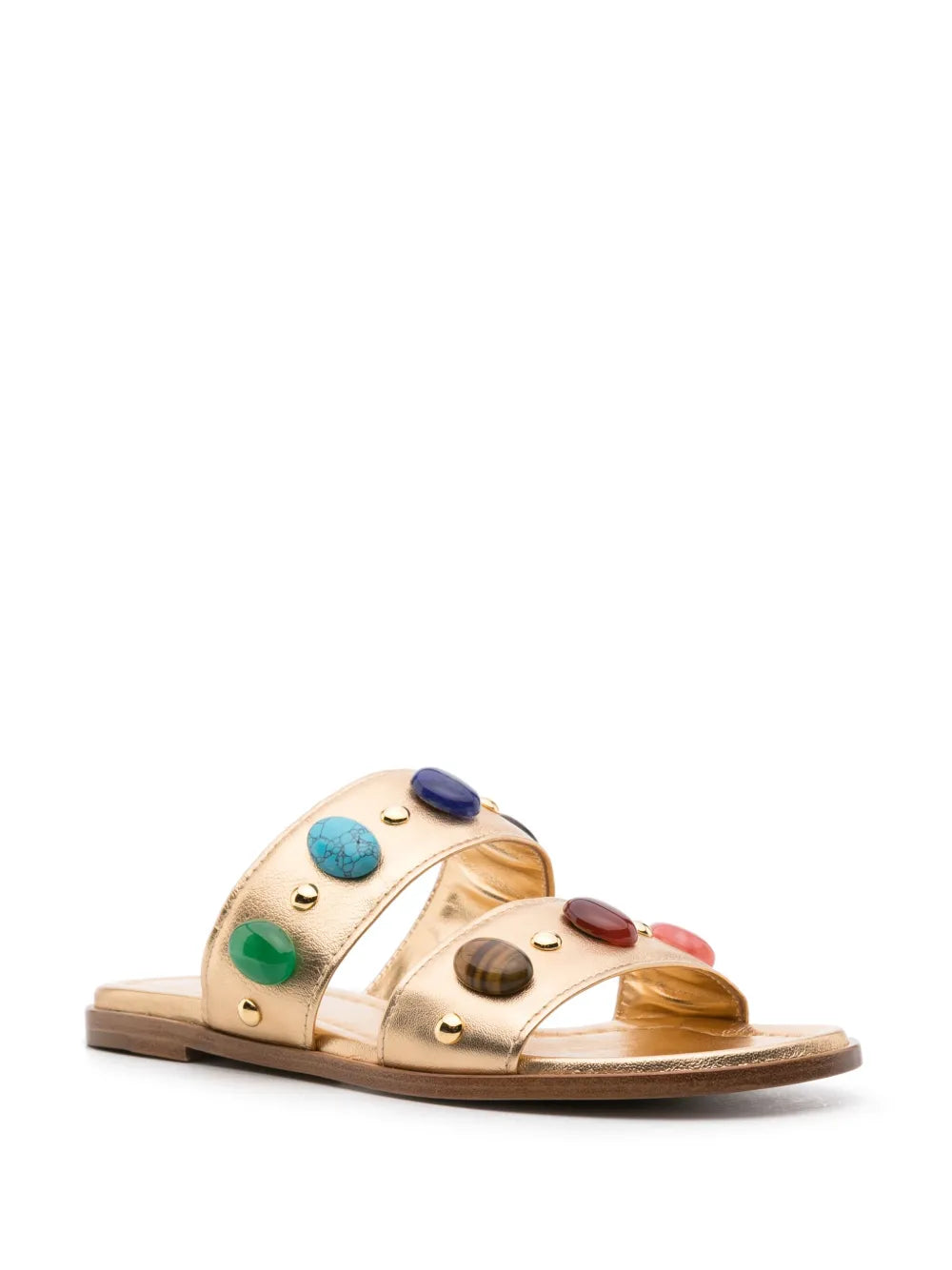 Gianvito Rossi beaded flat leather slides
