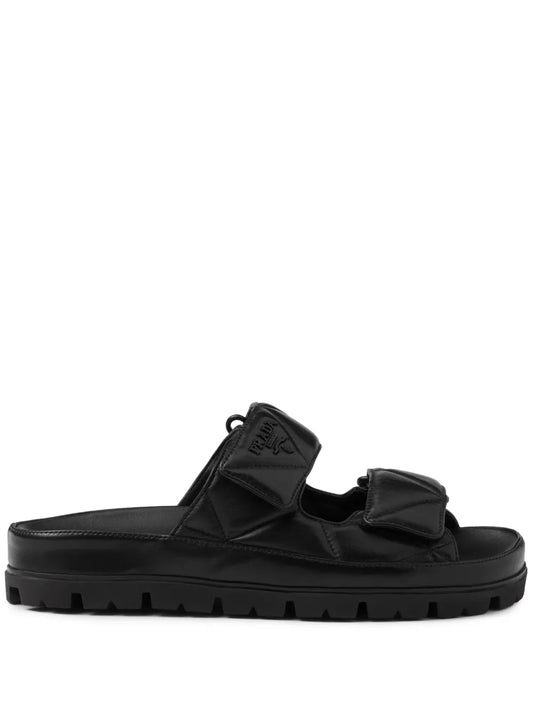 Prada logo-lettering quilted slides