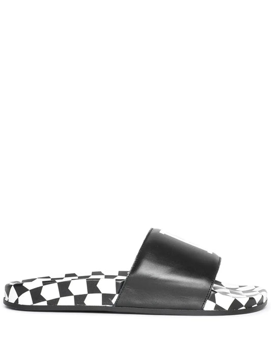 RHUDE logo-print leather slides