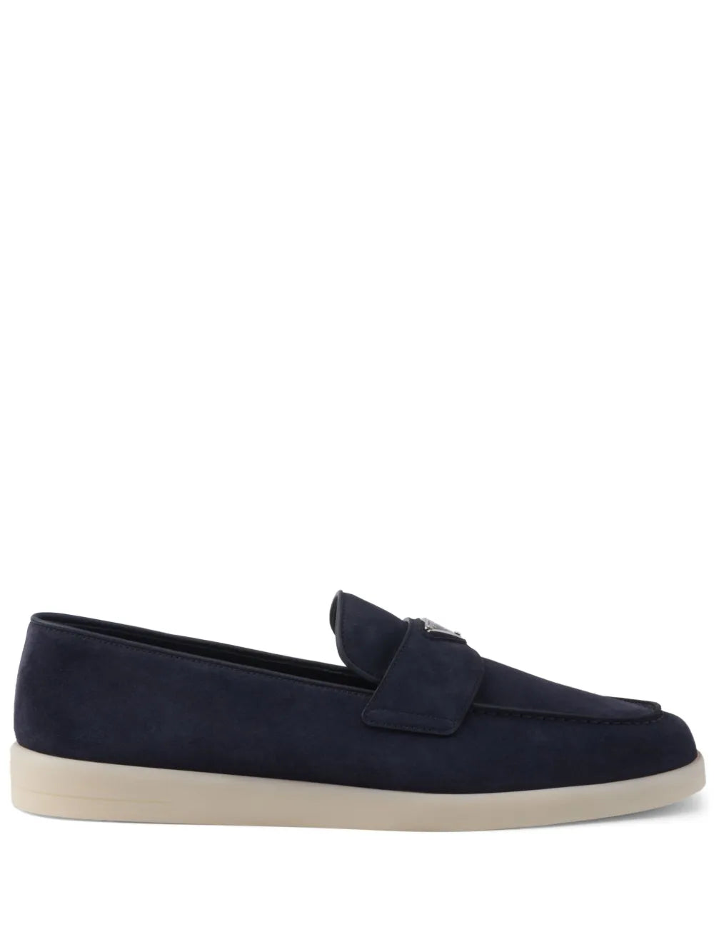 Prada triangle-logo suede loafers