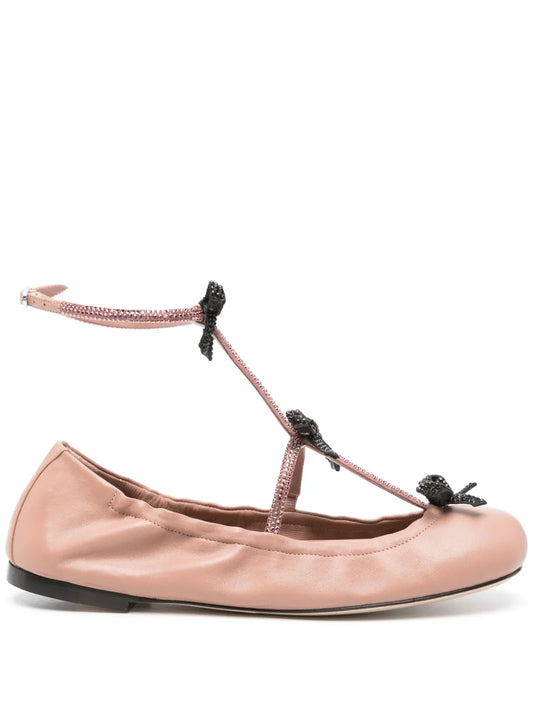 René Caovilla Caterina leather ballerina shoes