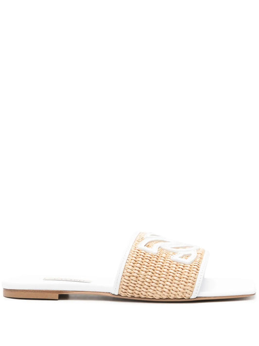 Casadei Portofino woven-raffia slides