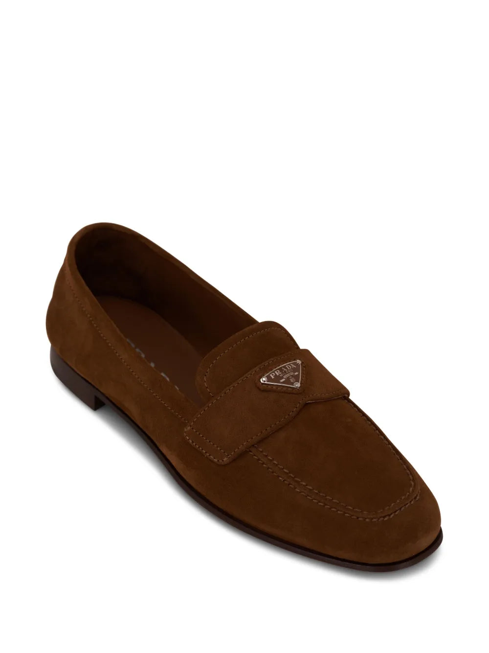 Prada triangle-logo suede loafers