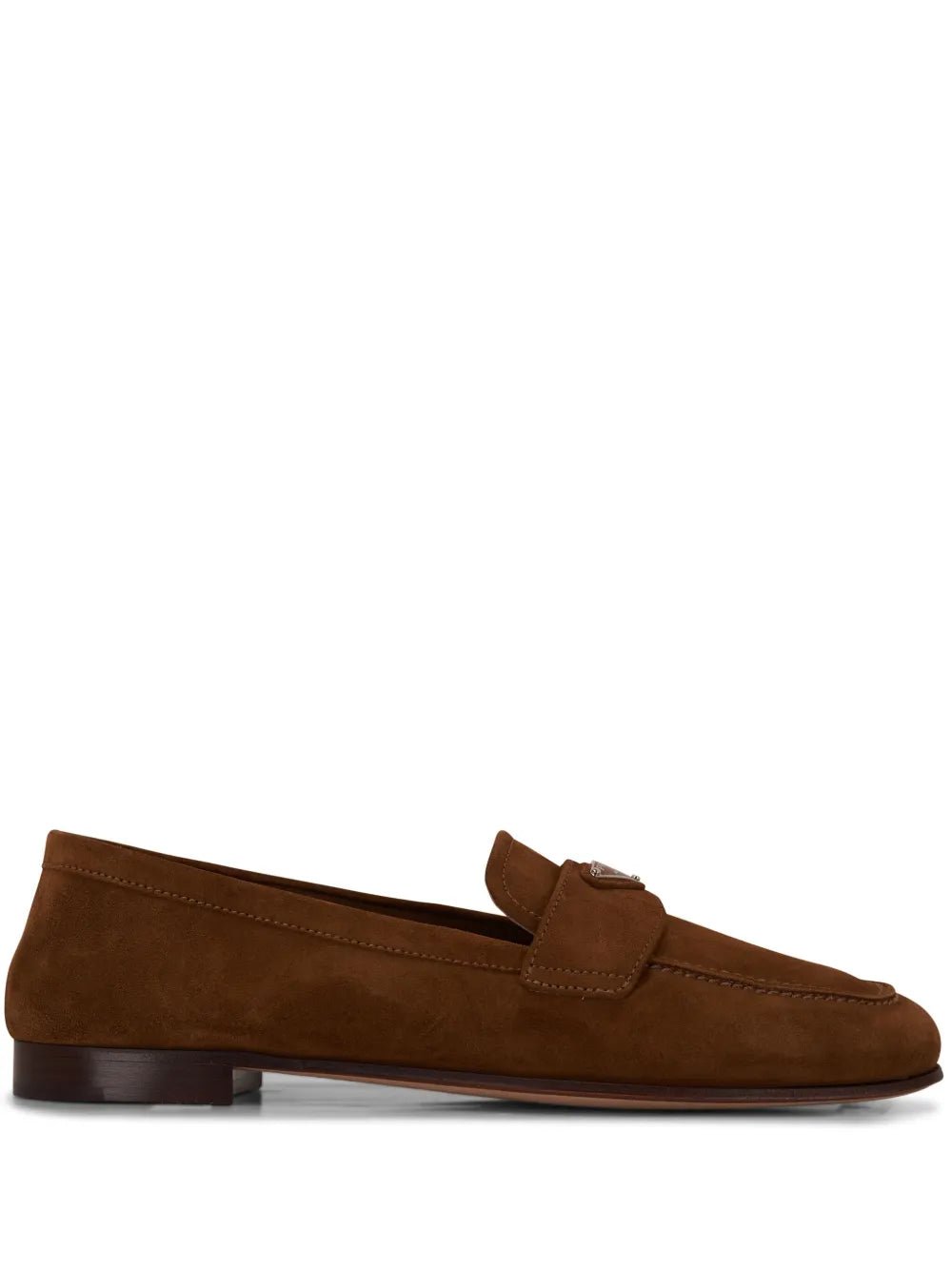 Prada triangle-logo suede loafers