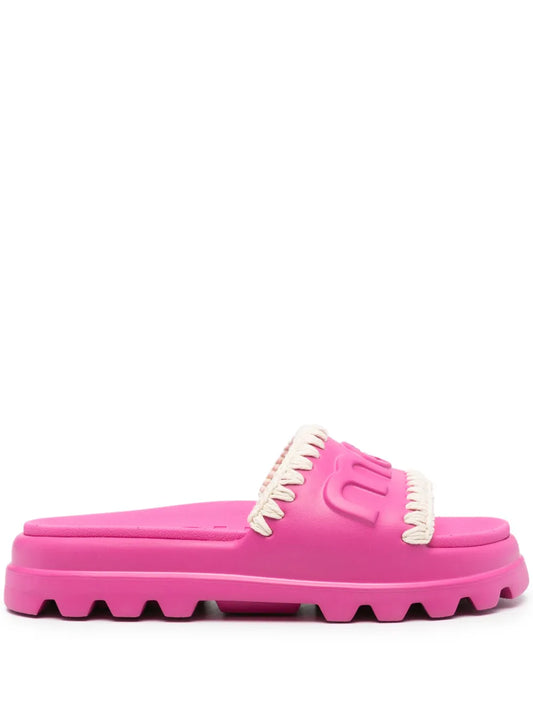 Mou Eva logo-embossed slides