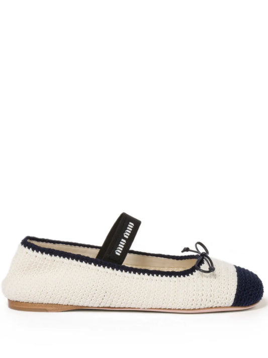 Miu Miu crochet-knit ballerina shoes