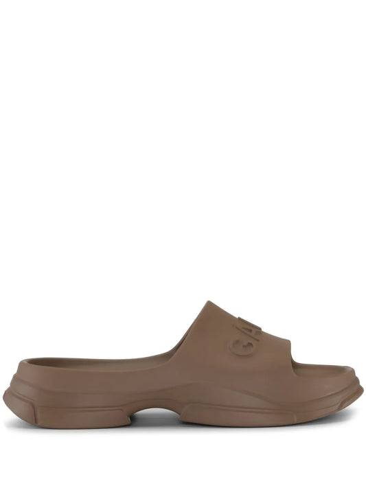 GANNI logo-embossed platform slides