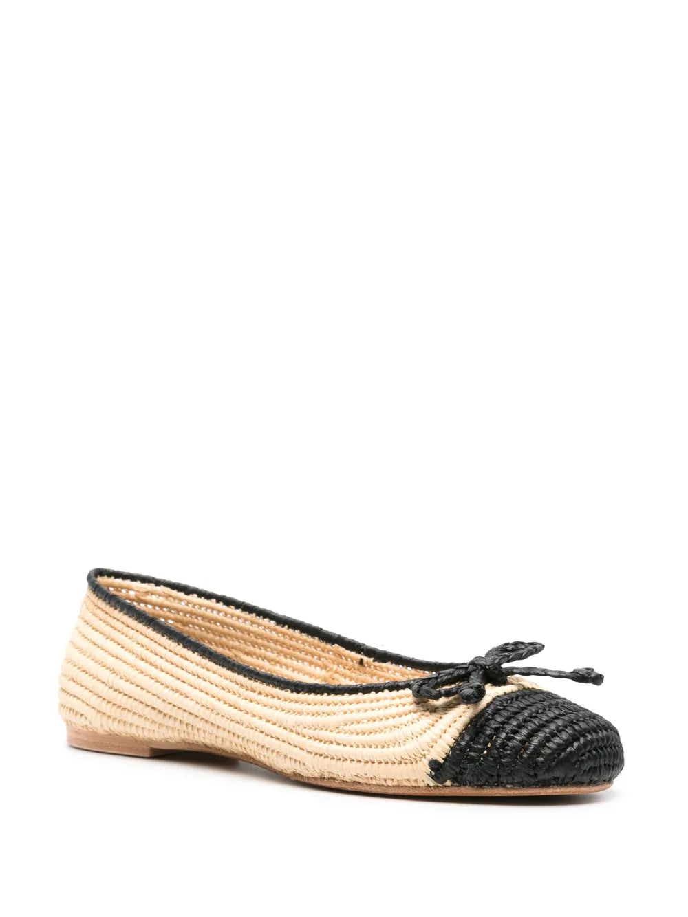 Paloma Barceló bow-detail raffia ballerina shoes