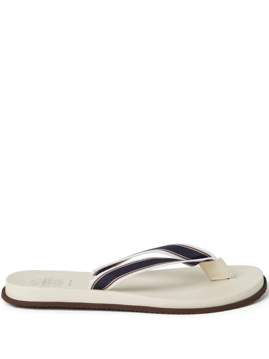 Brunello Cucinelli striped leather flip flops