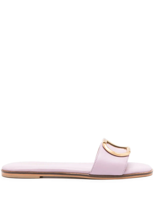 TWINSET logo-plaque leather slides