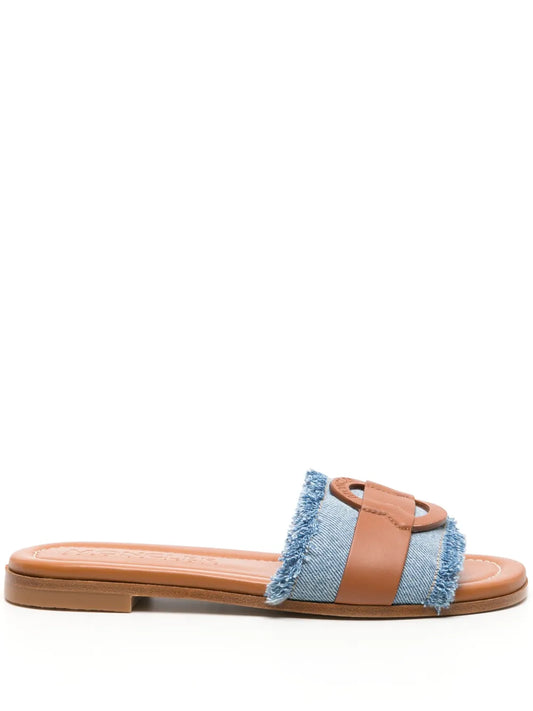 Moncler Bell denim slides