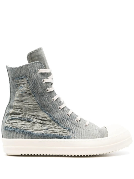 Rick Owens DRKSHDW distressed denim sneakers