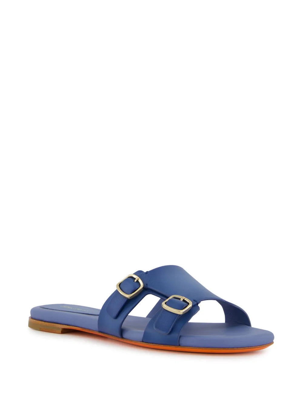 Santoni double-buckle leather slides