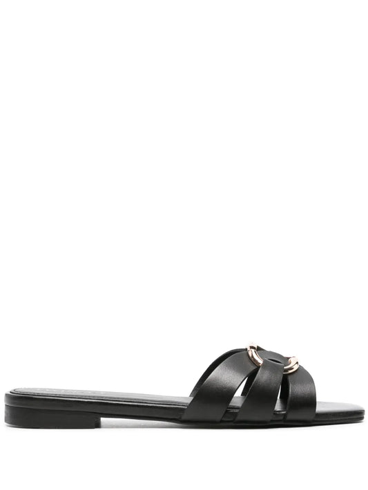 TWINSET Oval T-plaque leather slides