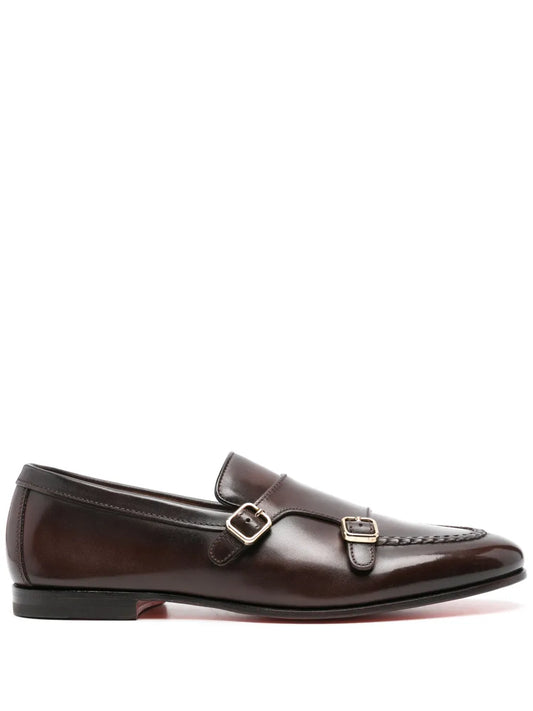 Santoni buckled leather Monk shoes
