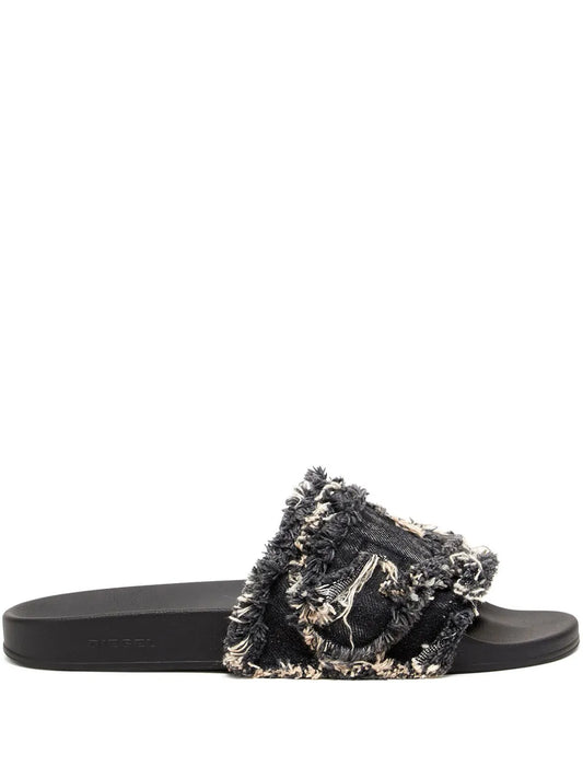 Diesel Sa fringed denim slides