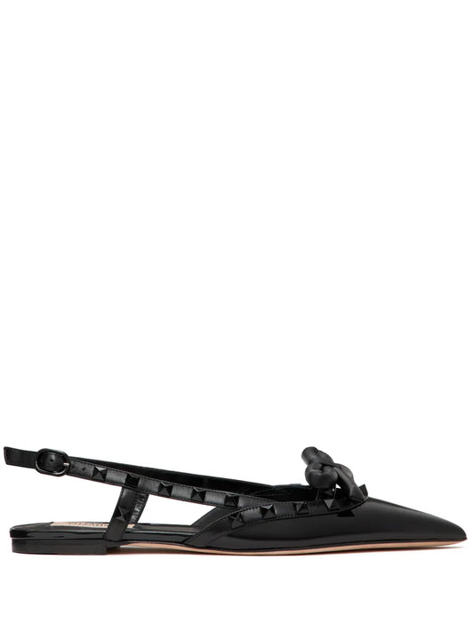 Valentino Garavani Rockstud Bow slingback ballerina shoes 