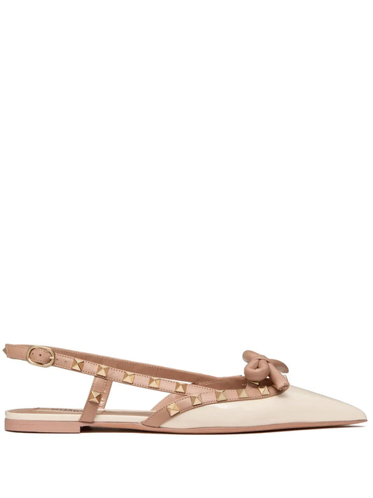 Valentino Garavani Rockstud Bow slingback ballerina shoes 