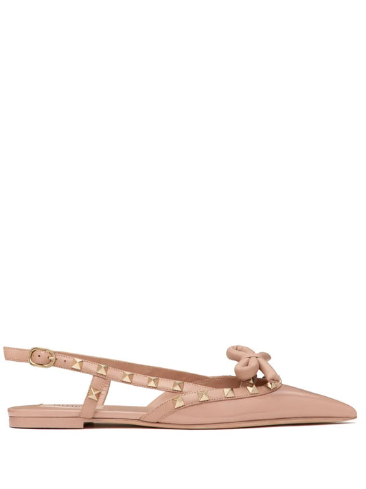 Valentino Garavani Rockstud Bow slingback ballerina shoes 