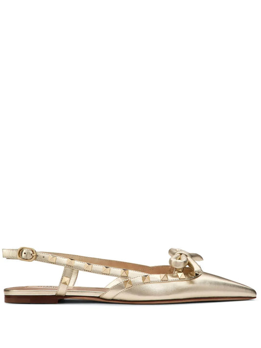 Valentino Garavani Rockstud Bow slingback ballerinas 