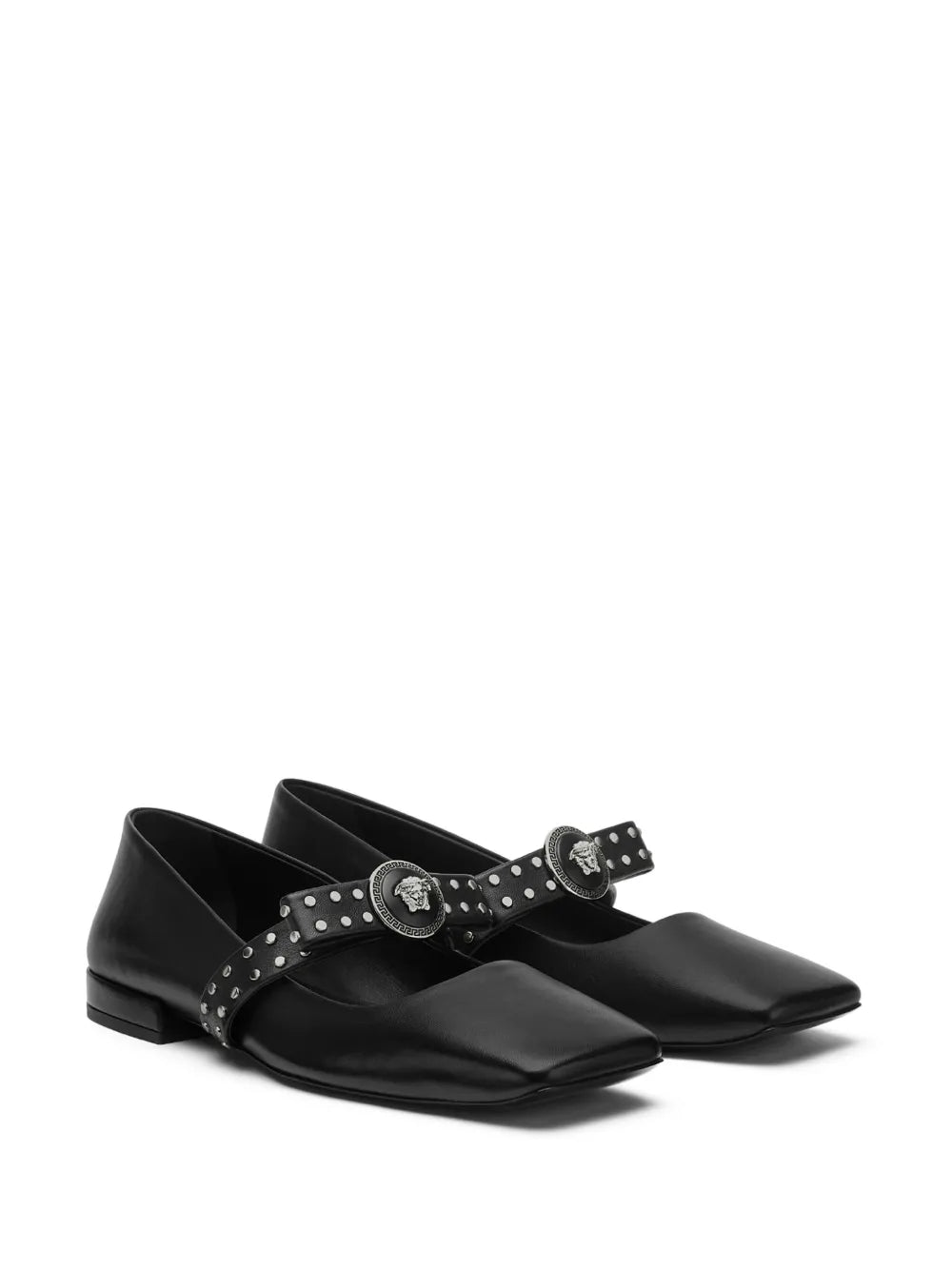 Versace Gianni Ribbon studded ballerina shoes