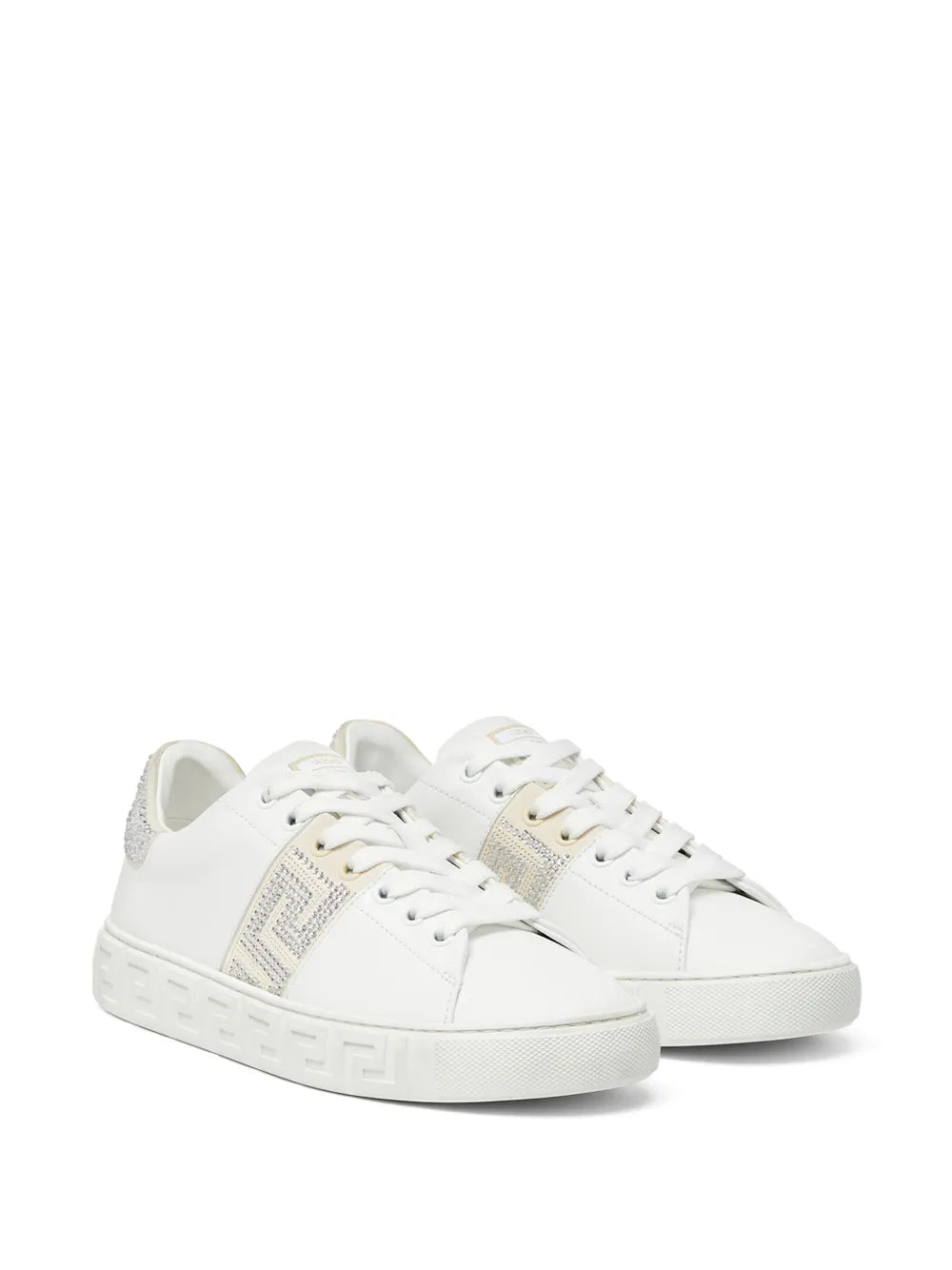 Versace Crystal Greca leather sneakers 